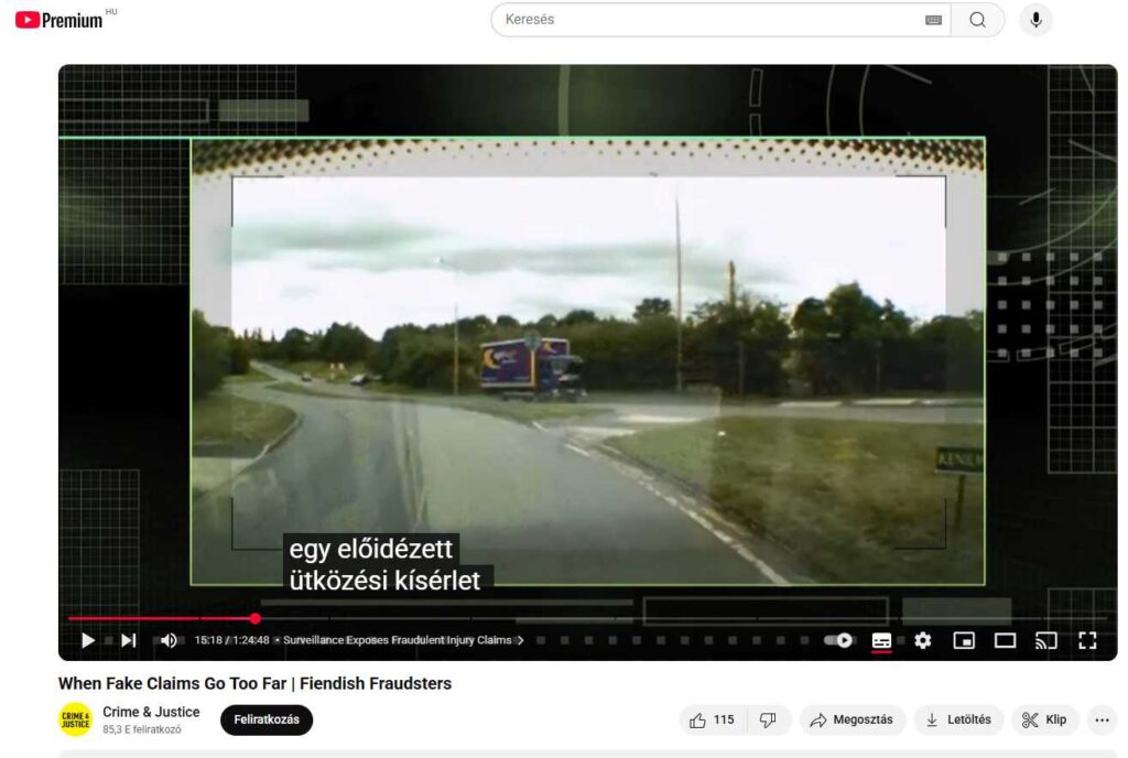 A Megtévesztésen Alapuló, Szándékos Közlekedési Balesetokozás &Quot;Rávillantásos Csalás&Quot; (&Quot;Flash-For-Cash&Quot;) Bűnelkövetői Modellje 2 Egy előidézett ütközési kisérlet a Crime&Justice -britt "Kékfény" csatorna videóján...