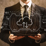 Cloud computing with businessman