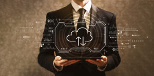 Cloud computing with businessman